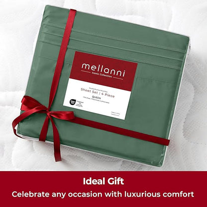 Mellanni Twin XL Sheets Set - 3 PC Iconic Collection Bedding - Hotel Luxury, Extra Soft, Cooling Bed Sheets - Wrinkle, Fade, Stain Resistant (Twin Extra Long, Emerald Green)