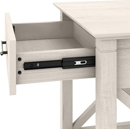 Bush Home End Table with Drawer, Nightstand with Storage, Living Room and Bedroom Furniture, Key West Collection, Linen White Oak