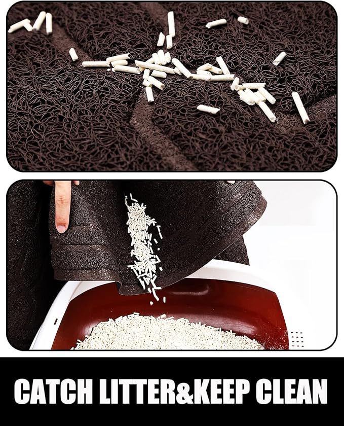 Yimobra Cat Litter Mat, 24"x20" Litter Mat with Litter Lock Mesh, Soft Cat Litter Mat Litter Trapping Mat, Easy to Clean, Non-Slip, Water Resistant, Litter Free Floors, Dark Coffee-Mewly Pet