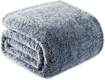 Exclusivo Mezcla Plush Fuzzy Fleece Throw Blanket Extra Large, Super Soft, Fluffy and Warm Blankets for Couch, Bed, Suitable for All Seasons (50x70 Inches, Mixed Navy Blue)
