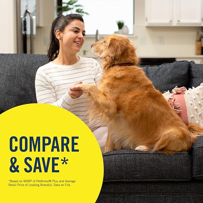 PetArmor Plus Flea and Tick Prevention for Dogs, Dog Flea and Tick Treatment, 12 Doses, Waterproof Topical, Fast Acting, X-Large Dogs (89-132 lbs)-Mewly Pet