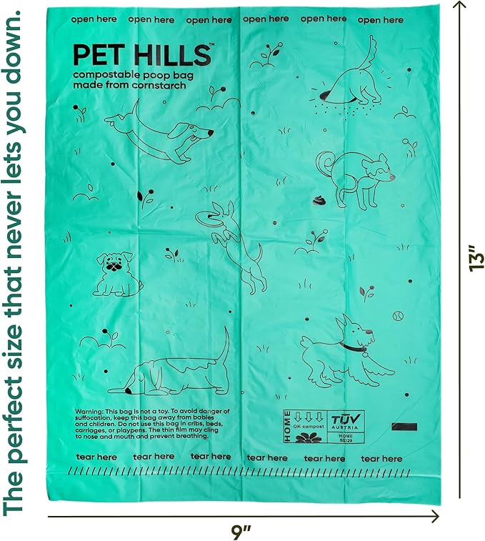 Compostable Dog Poop Bags – 270 Count Refill Rolls, TÜV OK Compost HOME Certified, Plant-Based Materials, Leakproof, Unscented, Extra Thick, Fits All Dispensers-Mewly Pet