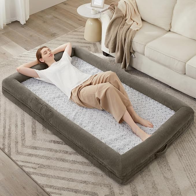 WNPETHOME Human Dog Bed for Adult, Washable Dog Couch with Removable Waterproof Cover, Orthopedic Large Pet Sofa Bed with Bolster Sides for Sleeping-Mewly Pet