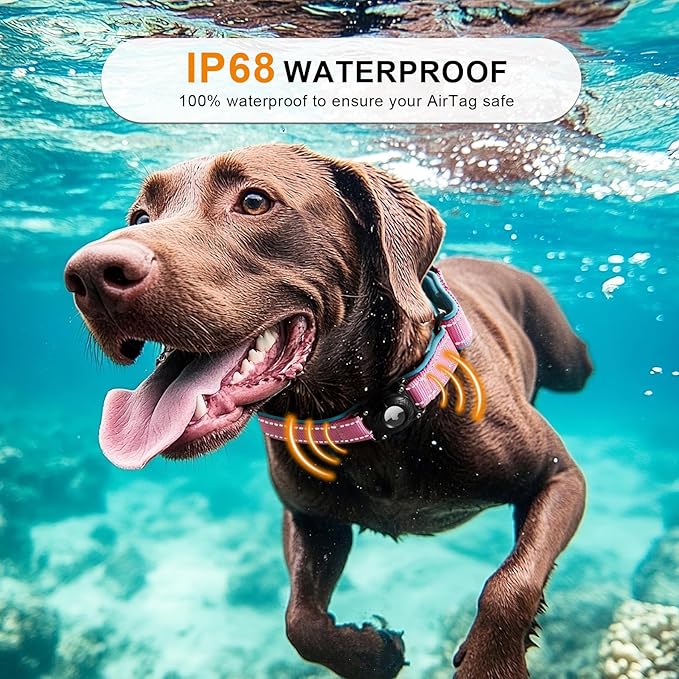 Airtag Dog Collar with Martingale Design, IP68 Waterproof Air Tag Collar Holder, Adjustable Reflective Soft Padded Nylon Dog Collar for Large Medium Small Dogs-Mewly Pet