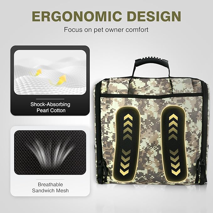 Collapsible Cat Backpack Carrier, Dog Backpack Carrier for Small Dogs Cats Up to 12 Lbs, Three-Sided Breathable Pet Backpack with Soft Padded, Designed for Outdoor and Travel Use, Camo-Mewly Pet