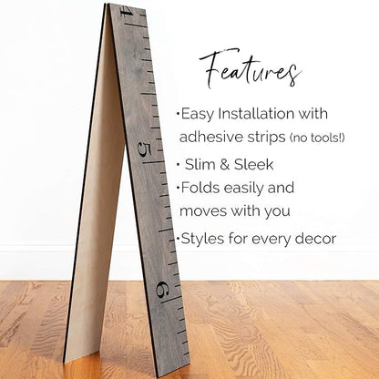 HEADWATERS STUDIO Wooden Growth Chart for Wall-Kids Sizing Chart, Height Measurement for Wall, Kids Height Wall Chart, Kids Height Ruler, Height Growth Chart for Kids - Love Grows Here Gray (63"x6.7")