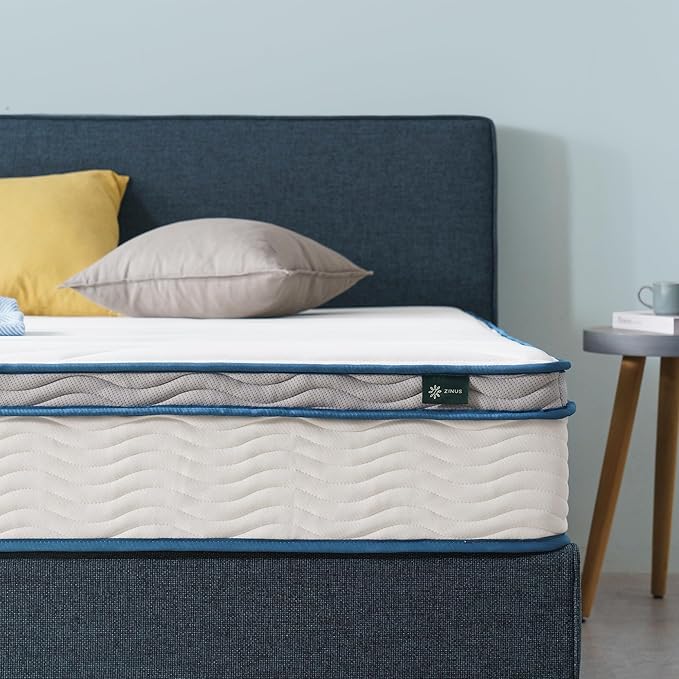 ZINUS 10 Inch Spring Sensation Hybrid Mattress [New Version], Full, Fiberglass Free, Medium Firmness, Durable Support, Certified Safe Foams & Fabric, Mattress in A Box