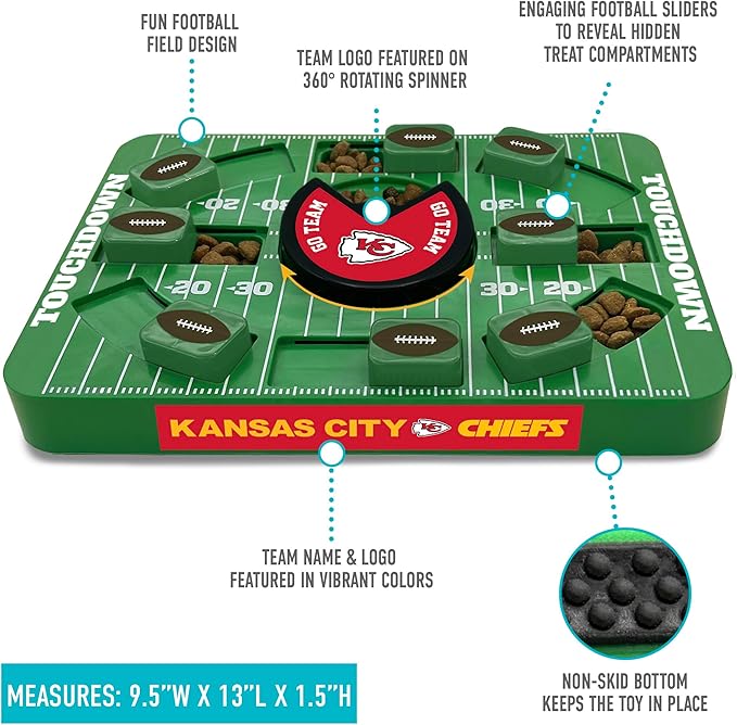 Pets First Kansas City Chiefs Large Puzzle Puzzle Toy, New Size, Interactive Slow Feeding Toy-Mewly Pet