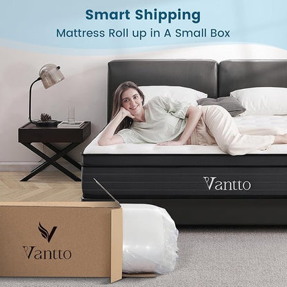 Full Size Mattress, 14 Inch Hybrid Memory Foam Mattress in a Box with Pocket Springs for Motion Isolation Pressure Relief, 100 Nights Trial, CertiPUR-US