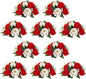 NUPTIO Pcs of 10 Fake Flower Ball Arrangement Bouquet,15 Heads Plastic Roses with Base, Suitable for Our Store's Wedding Centerpiece Flower Rack for Parties Valentine's Day Home Décor (Red & White)