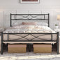 Yaheetech Metal Full Size Bed Frame, Platform Bed Frame, Mattress Foundation with Curved Design Headboard & Footboard, NO Box Spring Needed, Heavy-Duty Support, Easy Assembly, Full, Black