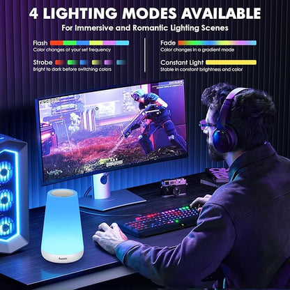 Auxmir Night Light, Dimmable Touch Lamp for Bedroom, Portable Rechargeable Bedside Table Lamp for Baby Nursery, 13 RGB Colors & 5 Brightness, Night Lights for Bedroom Living Room Bathroom Hallways