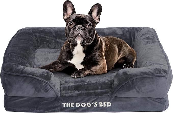 The Dog’s Bed, Orthopedic Standard Foam Waterproof Dog Bed with Standard Support, Medium Grey Plush, Waterproof, Supportive Dog Bed with Replaceable Covers, Veterinary Approved-Mewly Pet
