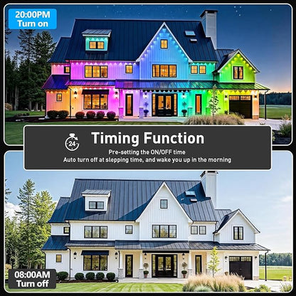 LETIANPAI 200FT Permanent Outdoor Lights,RGB Eaves Lights with App Control Remote,DIY Scene Modes IP67 Waterproof Outdoors Under Eave Lighting,Outdoor Light for Garden Decor