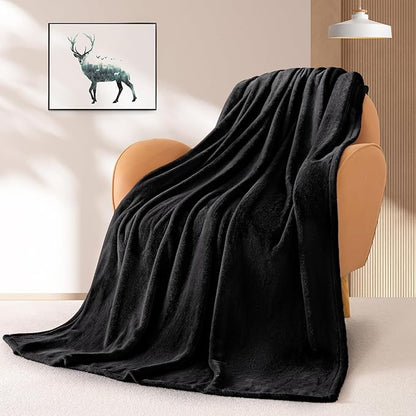 BEAUTEX Fleece Blanket Twin Size Super Soft Flannel Throw Blanket Lightweight Fuzzy Plush Blanket for Couch Sofa or Bed All Seasons (Black, 60" x 80")