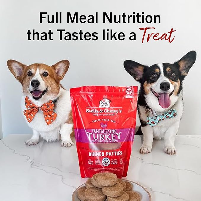 Stella & Chewy's Freeze-Dried Raw Dinner Patties - Turkey Recipe - High Protein Grain-Free Puppy & Dog Food - Perfect For Picky Eaters - 5.5 oz-Mewly Pet