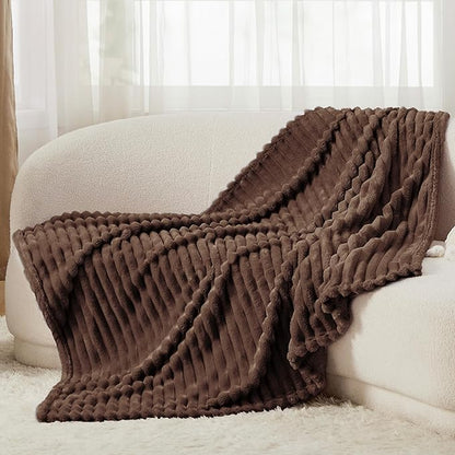 Bedsure GentleSoft Fondue Fudge Fleece Blanket for Couch - Cozy Soft Blankets for Women, Cute Small Throws for Girls, 60x80 Inches