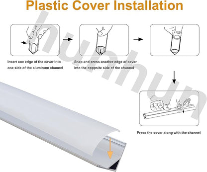 hunhun 10-Pack 6.6ft/ 2Meter V Shape LED Aluminum Channel System with Milky Cover, End Caps and Mounting Clips, Aluminum Profile for LED Strip Light Installations, Very Easy Installation