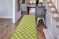 Custom Size Moroccan Trellis Runner Rug Mat for Wide Hallway Entryway Kitchen Laundry Room with Slip Resistant Latex Rubber Backing, Trellis Green, 31 inch X 15 feet