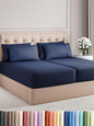 Split King Bed Sheet Set - 7 Piece Split King Bed Sheet Set - Soft Hotel Luxury Bedding - Cooling, Comfy & Breathable - 1 Flat & 1 Fitted & 4 Pillowcases with Deep Pockets - Wrinkle Free - Navy Blue