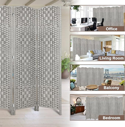 Rose Home Fashion 6 ft Tall Room Divider, Room Dividers and Folding Privacy Screens, 15.7in Privacy Screen 8 Panel Partition Temporary Wall Separation for Private, Stone Grey