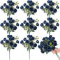 Zeyune 8 Pack 12 Inch Wedding Bouquets for Bride Bridesmaid Dark Blue Artificial Rose Bouquet Fake Silk Roses Flowers Bunches Bulk for Home Office Garden Parties Decoration