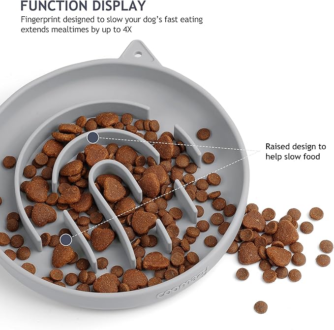 Coomazy Silicone Slow Feeder Dog Cat Bowls, Interactive Puzzle Toy for Pets Food Training, Keeps Dogs Cats Busy, Prevents Puppy Kitty Overeating (Smoke Gray, 1.4Cup)-Mewly Pet