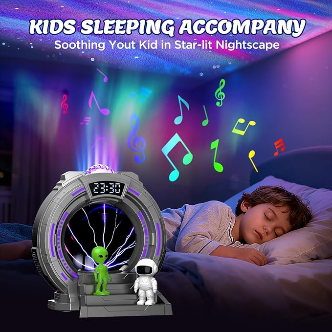 Flumy Aurora Projector Gift for Kids with Astronaut & Alien Night Light Projection, White Noise, Wireless Speaker, Alarm Clock, Remote Control, Room Decor for Bedroom Christmas Birthday Boys Girls