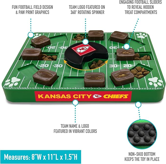 Pets First NFL Kansas City Chiefs Puzzle Toy - Interactive Dog Puzzle Treat Toy-Mewly Pet