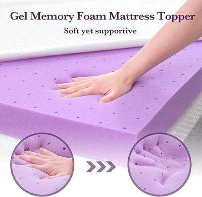 SINWEEK 2 Inch Gel Memory Foam Mattress Topper with Cooling Cover Ventilated Soft Mattress Pad, Bed Topper, CertiPUR-US Certified, Twin Size