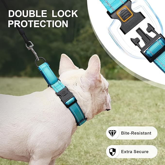 Airtag Dog Collar with Martingale Design, IP68 Waterproof Air Tag Collar Holder, Adjustable Reflective Soft Padded Nylon Dog Collar for Large Medium Small Dogs-Mewly Pet