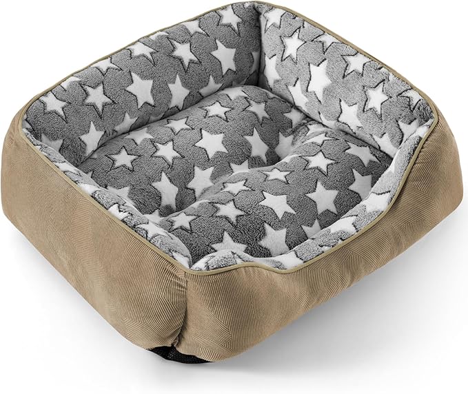 SIWA MARY Large Dog Bed - Rectangle XL, Washable, Non-Slip Bottom, L(35"x25"x9") Brown-Mewly Pet