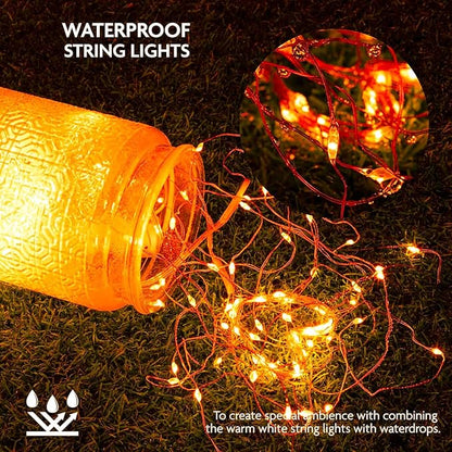 6 Pack Orange Fairy Lights Battery Operated String Lights, 7ft 20 Led Mini Lights, Waterproof Silver Wire Starry for Mason Jars DIY Wedding Party Bedroom Christmas