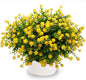 Artificial Fake Flowers Plants for Outdoor, 16 Bundles Faux Eucalyptus Flower UV Resistant Realistic for Planter Front Door Porch Patio Yellow