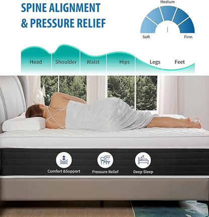 Full Mattresses,Memory Foam Hybrid 10 Inch Full Size Mattress,Black&White Pocket Spring Full Size Black&White Mattress,CertiPUR-US.