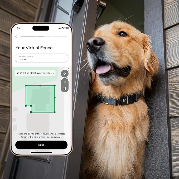 New Fi Series 3+ Smart Dog Tracker Collar – AI GPS for Dogs, Health & Behavior Monitor, Virtual Fence, Escape Alerts, Waterproof, Apple Watch Compatible 12Mo Membership Included-Mewly Pet