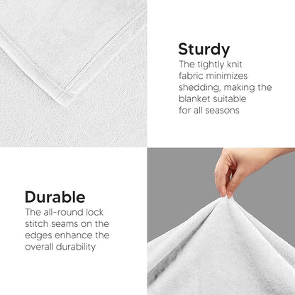 Utopia Bedding Fleece Blanket Twin Size White 300GSM Luxury Anti-Static Fuzzy Soft Microfiber Bed Blanket (60x80 Inch)