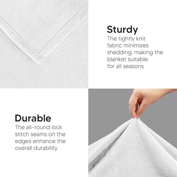 Utopia Bedding Fleece Blanket Throw Size White 300GSM Luxury Anti-Static Fuzzy Soft Microfiber Blanket for Couch, Sofa and Bed (60x50 Inch)