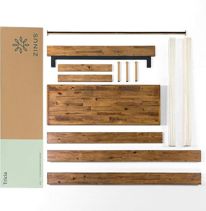 ZINUS Tricia Wood Platform Bed Frame with Adjustable Headboard, Wood Slat Support with No Box Spring Needed, Easy Assembly, King