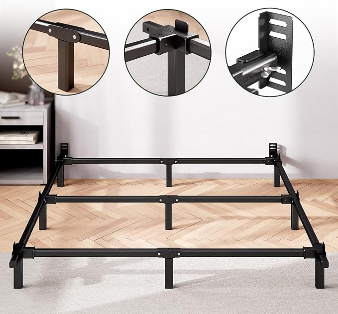 ZINUS 7 Inch Compack® Metal Bed Frame, Support Bed Frame for Box Spring and Mattress Set, Black, Twin