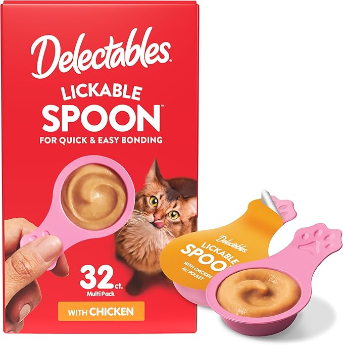 Hartz New Delectables Lickable Spoon Interactive Lickable Cat Treats for Quick & Easy Bonding, Chicken 32ct-Mewly Pet