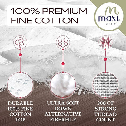 MAXI Full XL Mattress Pad - Luxurious Cotton Sateen Mattress Protector - Soft, Comfortable, and Breatheable Mattress Cover - Mattress Pad Protects Mattress from Dust, Dirt, Spills, and Stains.