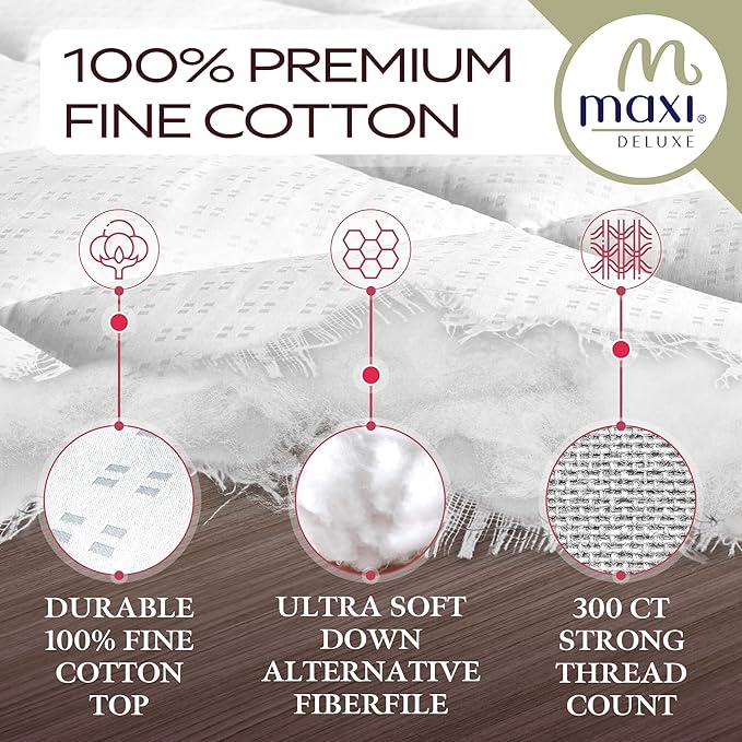 MAXI Cot Size (33 X 75) Mattress Pad - Luxurious Cotton Sateen Mattress Protector - Soft, Comfortable, & Breatheable Mattress Cover - Mattress Pad Protects Mattress from Dust, Dirt, Spills, & Stains