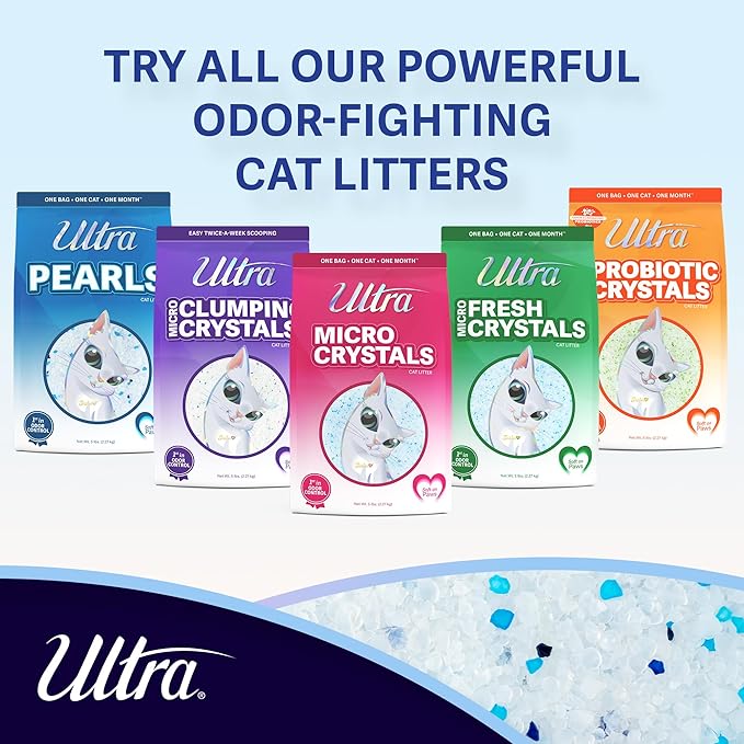 Ultra Pearls Cat Litter - 99.9% Dust Free, Low Tracking, Soft on Paws, Fragrance Free - 5 Lbs.-Mewly Pet