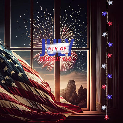 4th of July Decorations Red White and Blue Star String Light Battery Operated 10FT 20 LED Indoor Outdoor Waterproof Twinkle Patriotic Fairy Lights for Independence Day Memorial Day