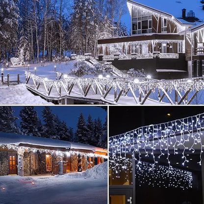 Brightown Icicle Lights Outdoor, 40Ft White Christmas Lights with 81 Drops and 432 LED Icicle Drops, Remote and Timer Controlled, Perfect for House Eaves and Wedding Decor, Pure White