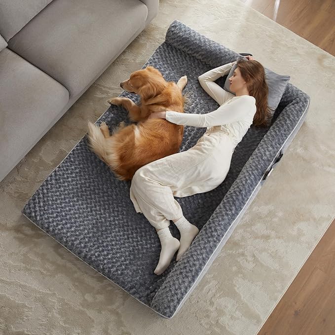 BFPETHOME Orthopedic Dog Beds for Extra Large Dogs, Waterproof Sofa XXL Dog Bed with Sides, Non-Slip Bottom and Egg-Crate Foam Big Pet Couch Bed with Washable Removable Cover,Pet Bed for Large Dogs-Mewly Pet