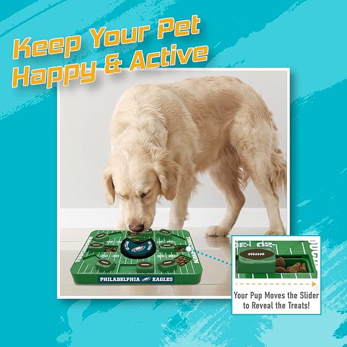 Pets First NFL Philadelphia Eagles Large Puzzle Toy, New Size, Interactive Dog Treat Puzzle, Slow Feeding Toy-Mewly Pet