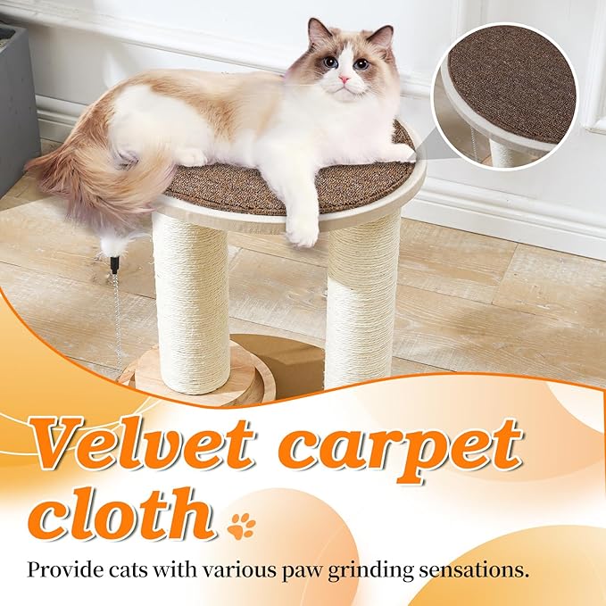 Wood Cat Tree Tower with Scratching Posts – Handmade Cat Condo for Indoor Cats – Cat Scratcher & Resting Platform – Stable & Stylish Cat Furniture-Mewly Pet