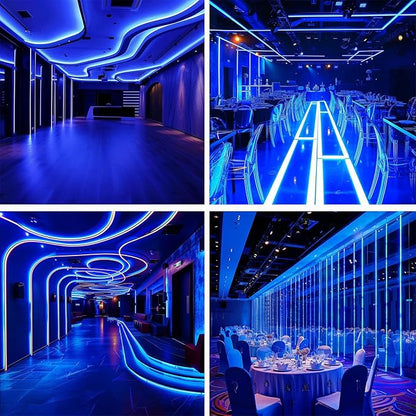 TOPAI 12V COB LED Strip Light Blue Waterproof IP65 16.4ft/5M 480LEDs/M Dotless High Density Self Adhesive Cuttable Flexibl LED Tape Light for Cabinet Home DIY Lighting Projects